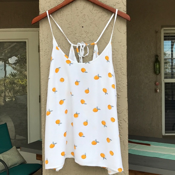 a new day Tops - A New Day, White flowy tank with Oranges 🍊